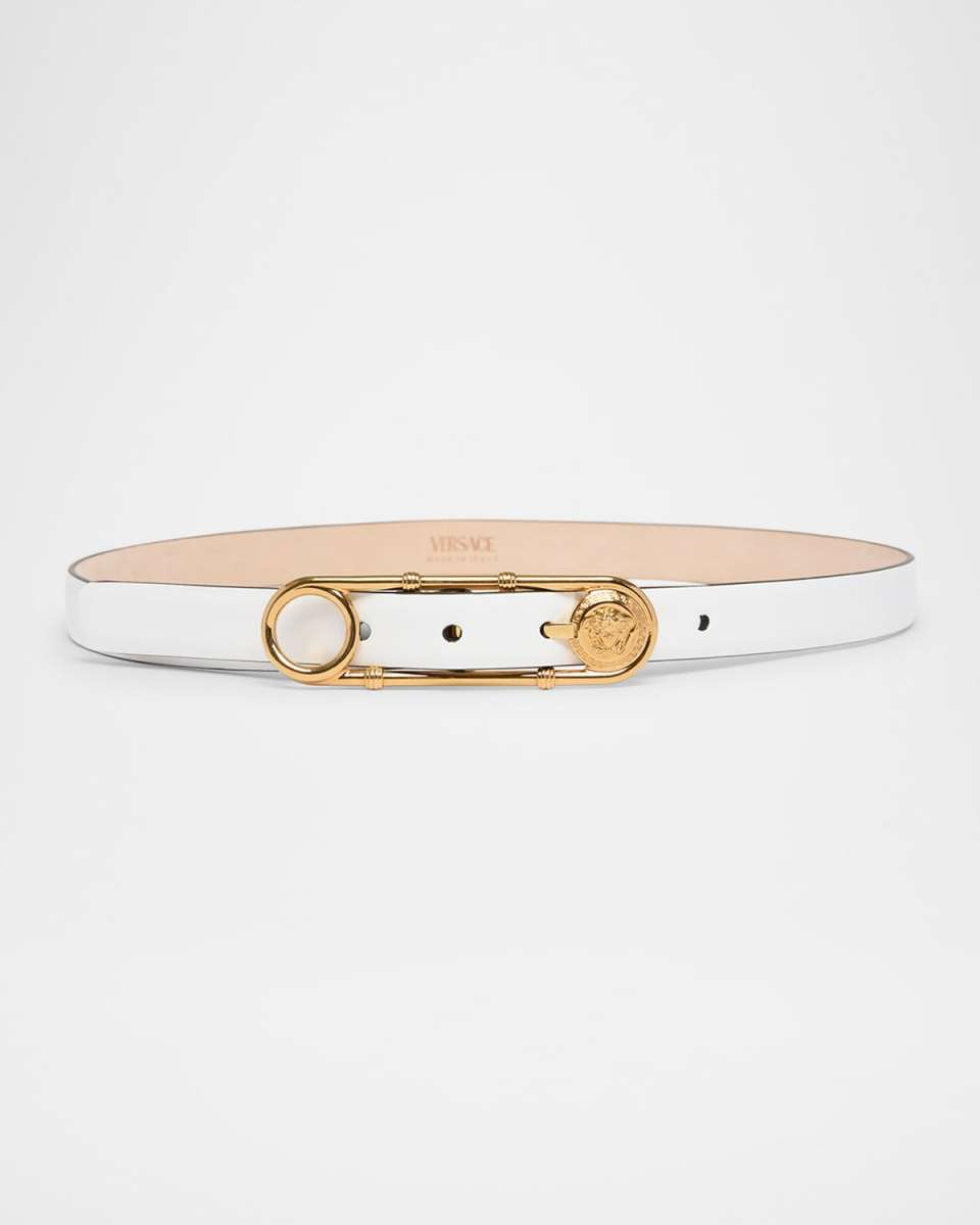 Medusa Safety Pin Leather Belt